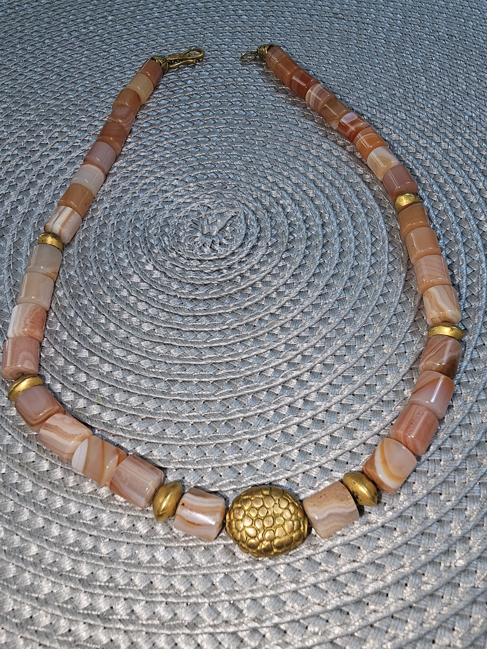 Gold Accent Peach Beaded Necklace - Picture 6 of 6